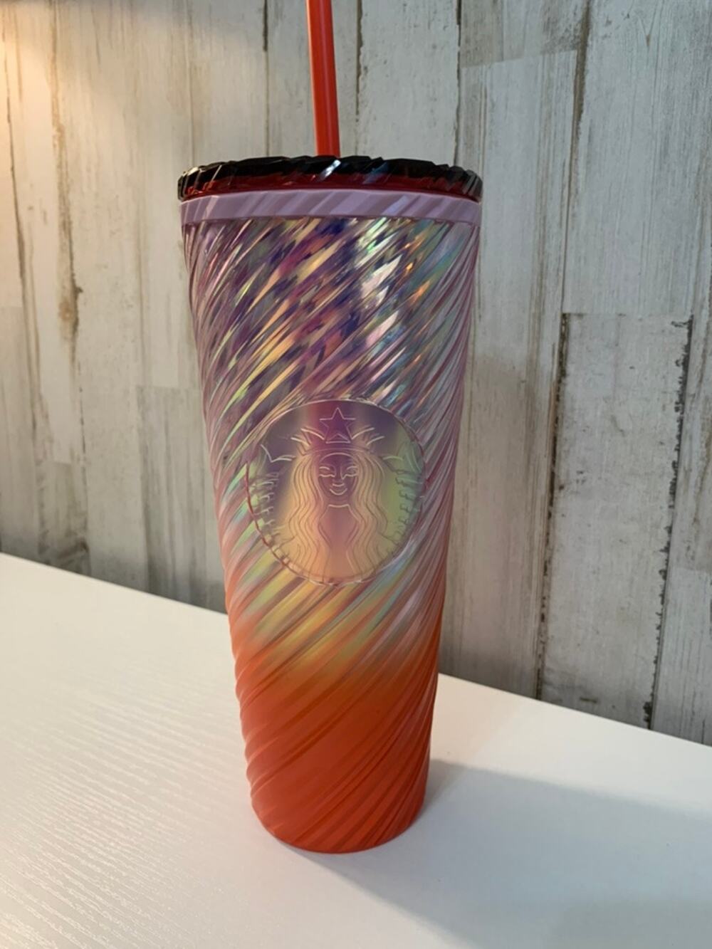 Starbucks Sunrise Swirl Venti Cold Cup Tumbler 24oz w/ Straw